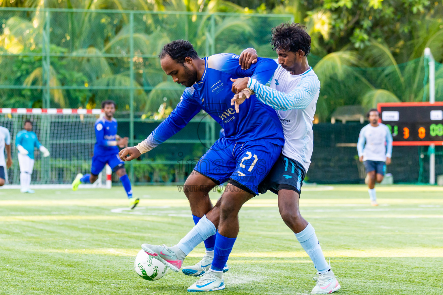 Lily Beach vs Conrad in Day 2 of Resort League 2025 (Ari Zone) was held on Saturday, 21st June 2025 in Conrad Maldives Rangali Island, Alif Dhaalu Atoll, Maldives. Photos: Nausham Waheed / images.mv