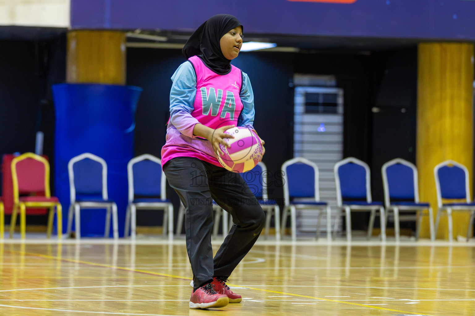Fionti Sports Acadamy vs Netkids C in Day 3 of 3rd Netball Junior Championship, held at Social Center on Wednesday 22nd January 2025 . Photos: Shuu Abdul Sattar / images.mv