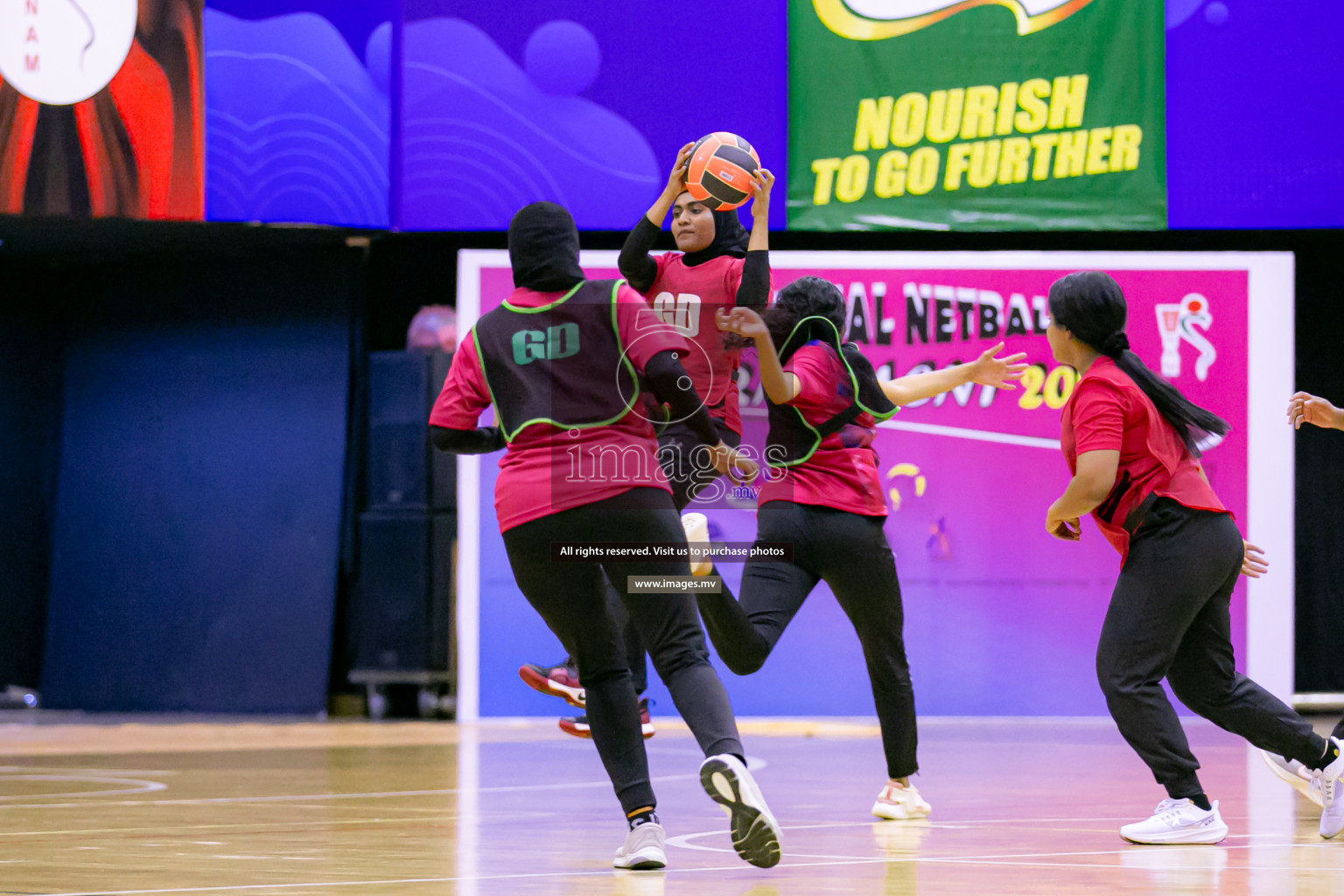 Lorenzo Sports Club vs United Unity Sports Club in the Milo National Netball Tournament 2022 on 17 July 2022, held in Social Center, Male', Maldives. Photographer: Ahmed Dhaadh / Images.mv