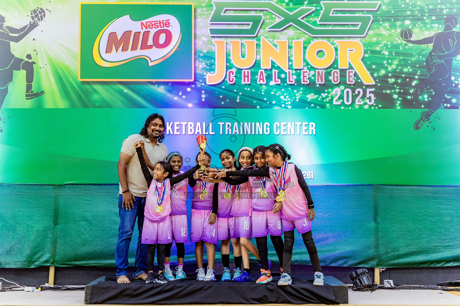 Day 3 of Milo 5 x 5 Junior Challenge 2025 - Basketball tournament held in Basketball Training Center, Male', Maldives on Saturday, 11th October 2025. Photos by: Nausham Waheed, Areef Adam / Images.mv