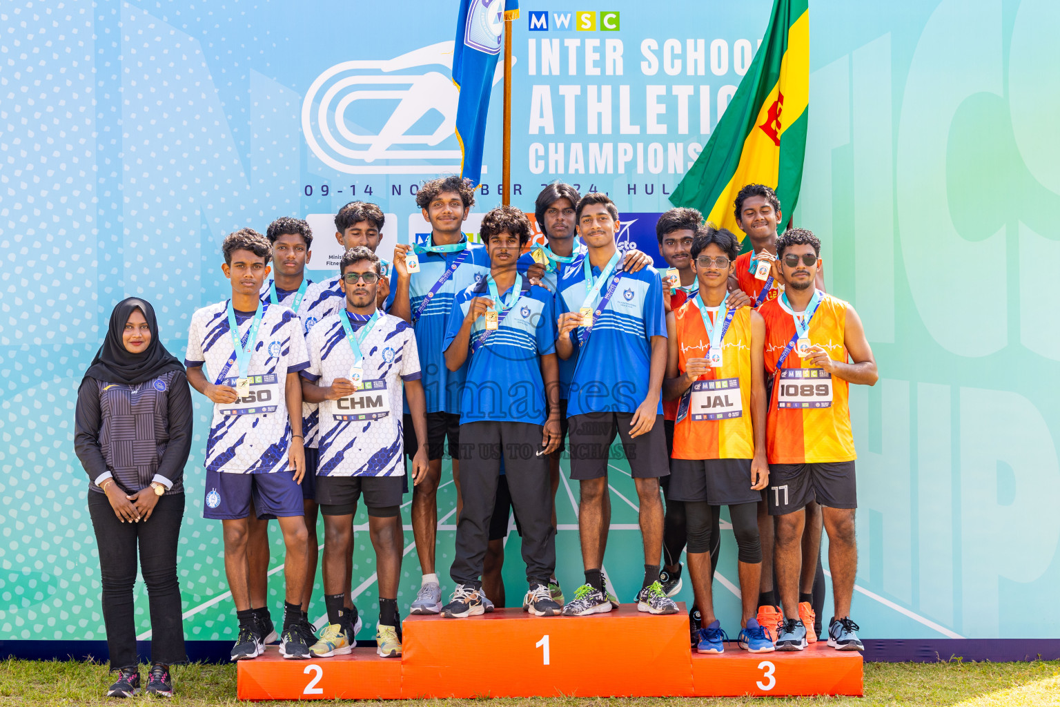 Day 6 of MWSC Interschool Athletics Championships 2024 held in Hulhumale Running Track, Hulhumale, Maldives on Thursday, 14th November 2024. Photos by: Ismail Thoriq / Images.mv