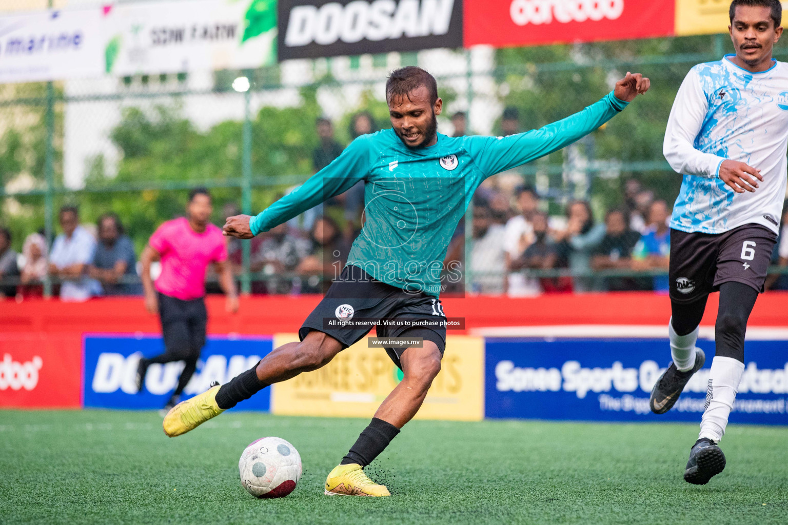 M. Naalaafushi vs M. Mulak in Day 6 of Golden Futsal Challenge 2023 on 10 February 2023 in Hulhumale, Male, Maldives