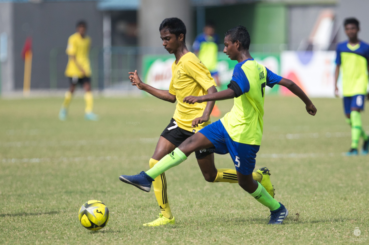 Huravee School vs Thaajuddin Schoolin Mamen Inter-School Football Tournament 2019 (U15) on 7th March 2019, in Male' Maldives (Images.mv Photo: Suadh Abdul Sattar)