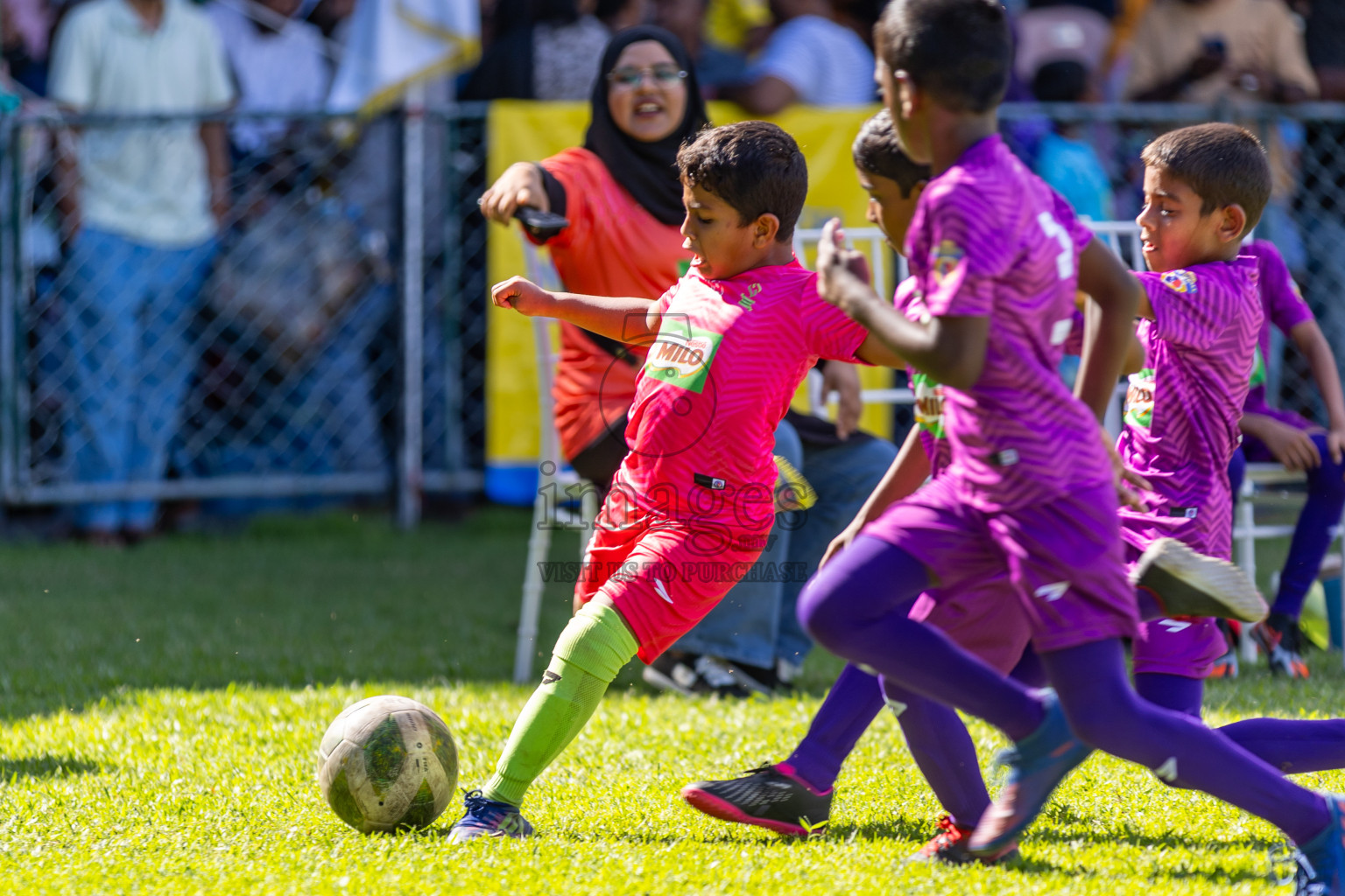 Day 1 of MILO Kids Football Fiesta was held at National Stadium in Male', Maldives on Friday, 23rd February 2024. Photos: Hassan Simah / images.mv