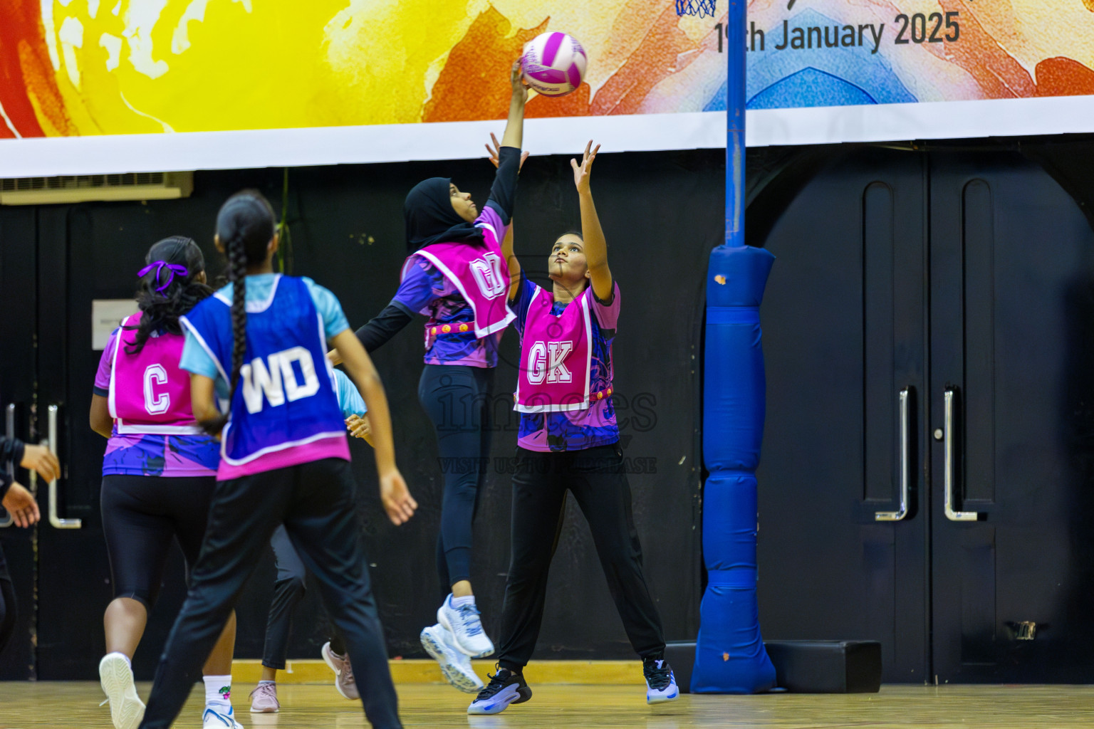N Sports Academy A vs Young Netballers B in Day 1 of 3rd Junior Championship - Netball association of Maldives, held at Social Center on 19th January 2025 . Photos by Shuu Abdul Sattar