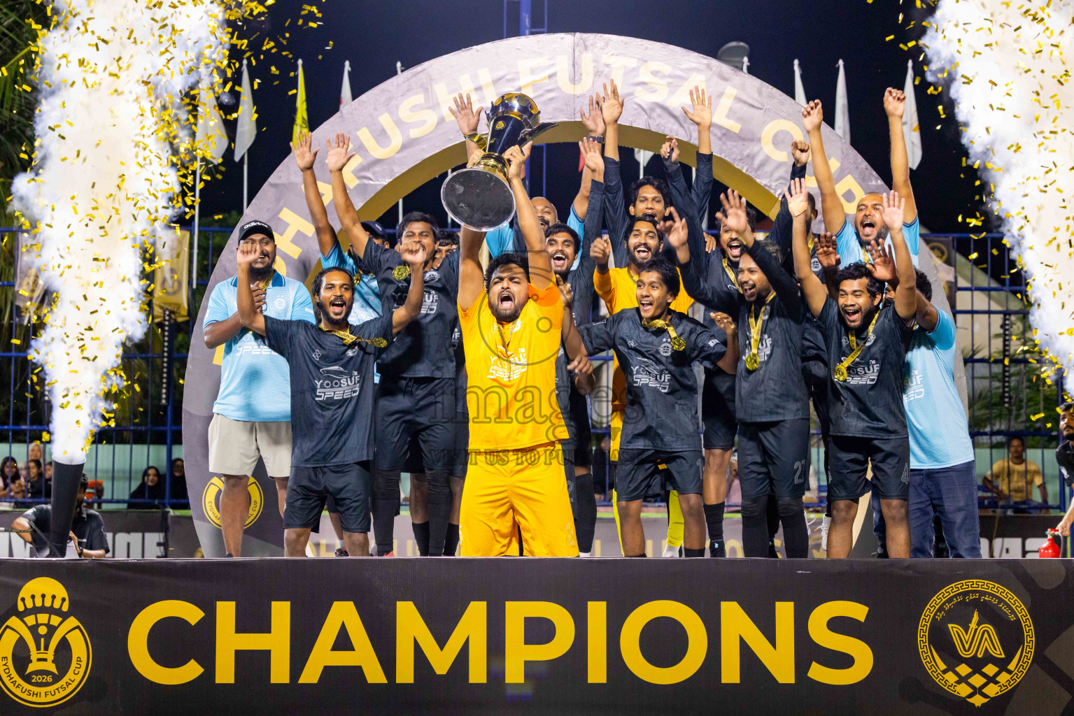 Eightyfour FC VS Afro Sports Club in the Final of Eydhafushi Futsal Cup 2026 held in Eydhafushi Futsal Ground at B. Eydhafushi, Maldives on Thursday, 26th March 2026. Photos: Nausham Waheed / images.mv