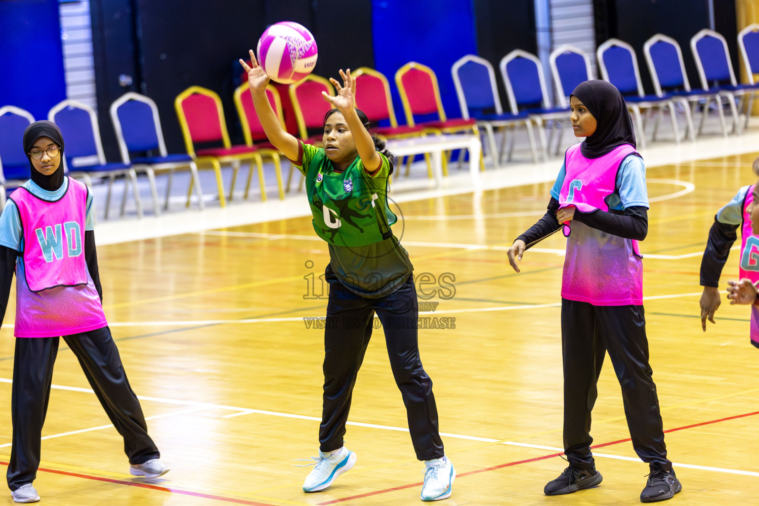 Young Netters B vs Fionti SC in Day 5 of 3rd Netball Junior Championship, held at Social Center on Thursday 23rd January 2025 . Photos: Shuu Abdul Sattar / images.mv