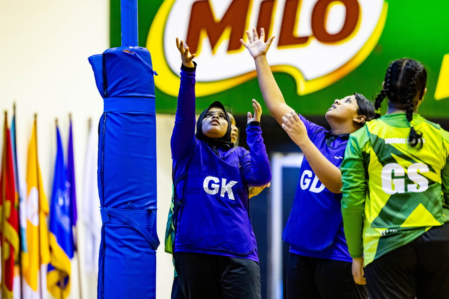 Day 3 of 25th Inter-School Netball Tournament was held in Social Center at Male', Maldives on Sunday, 11th August 2024. Photos: Nausham Waheed / images.mv