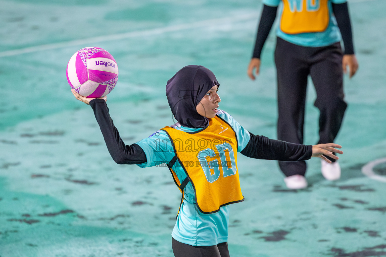 MV Netters vs United Unity Sports Club in Division 2 of of National Netball Tournament 2025 held in Ekuveni Netball Court at Male', Maldives on Thursday, 22nd May 2025. Photos: Mohamed Mahfooz Moosa / images.mv