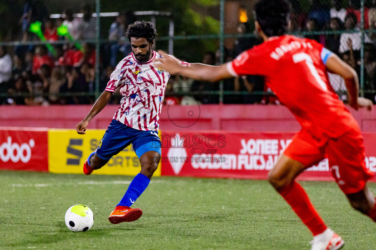 GA. Nilandhoo vs GA. Kondey in Day 19 of Golden Futsal Challenge 2024 was held on Friday, 2nd February 2024 in Hulhumale', Maldives 
Photos: Hassan Simah / images.mv