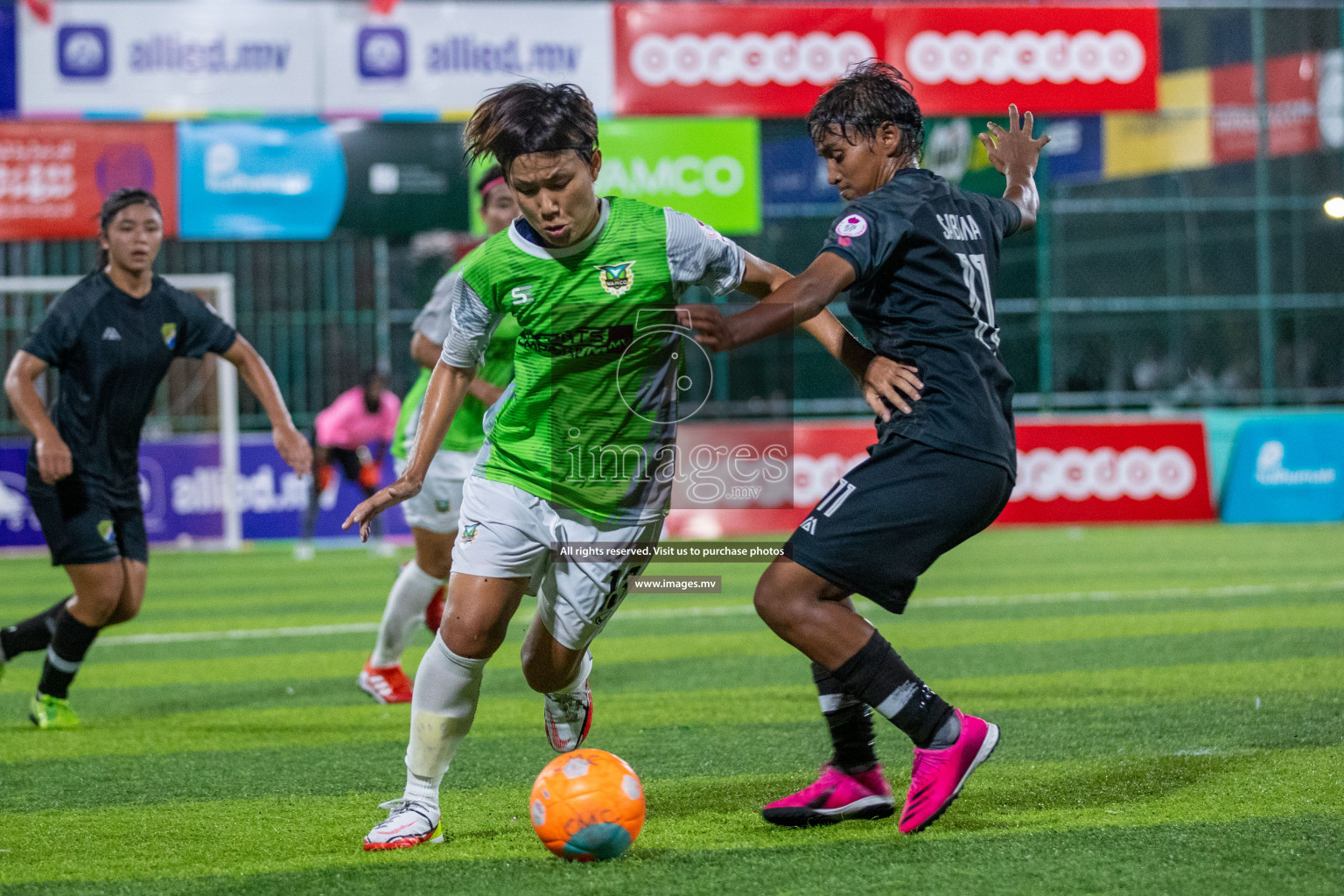 Club WAMCO vs DSC in the Semi Finals of 18/30 Women's Futsal Fiesta 2021 held in Hulhumale, Maldives on 14th December 2021. Photos: Ismail Thoriq / images.mv