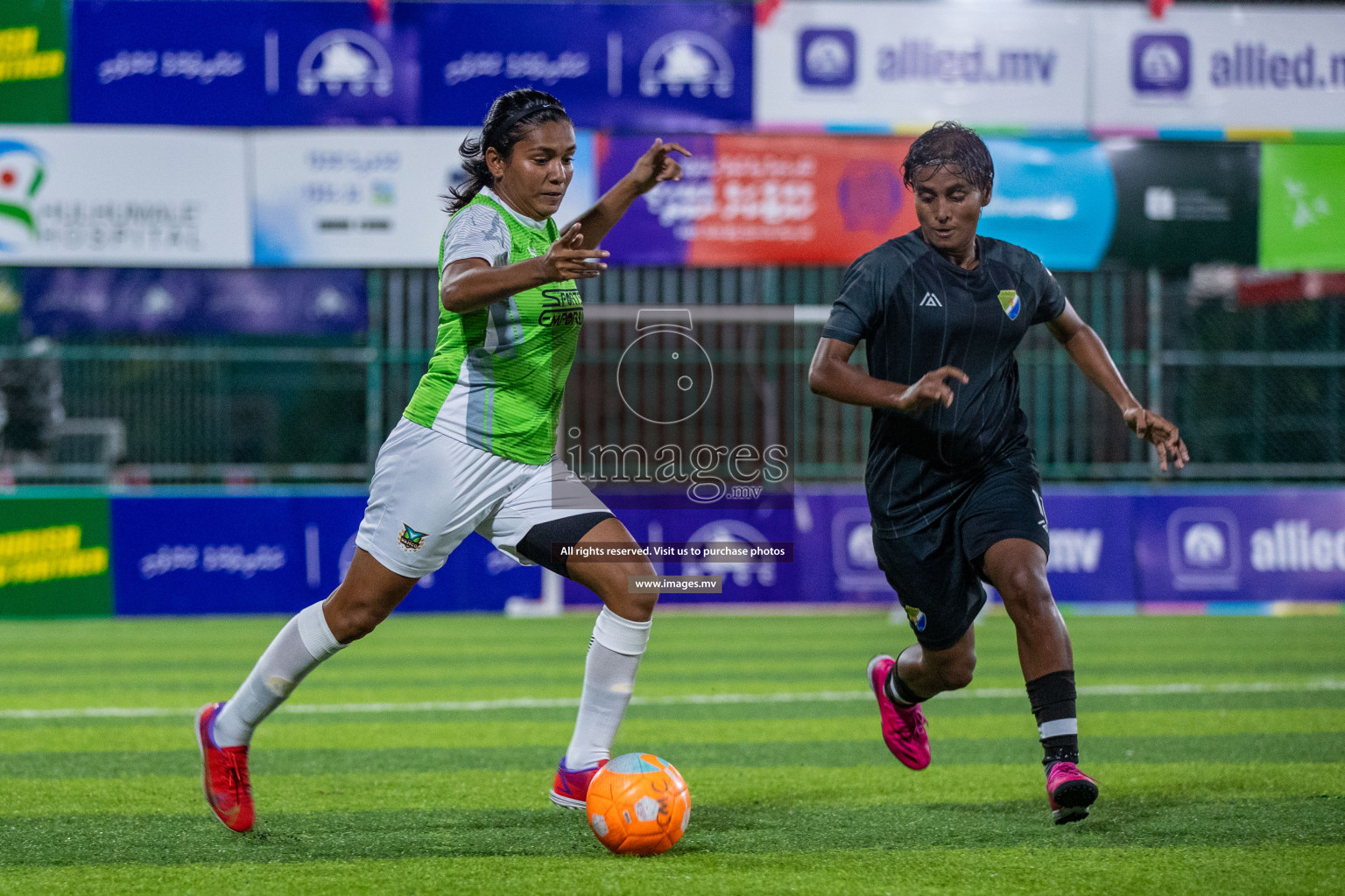 Club WAMCO vs DSC in the Semi Finals of 18/30 Women's Futsal Fiesta 2021 held in Hulhumale, Maldives on 14th December 2021. Photos: Ismail Thoriq / images.mv