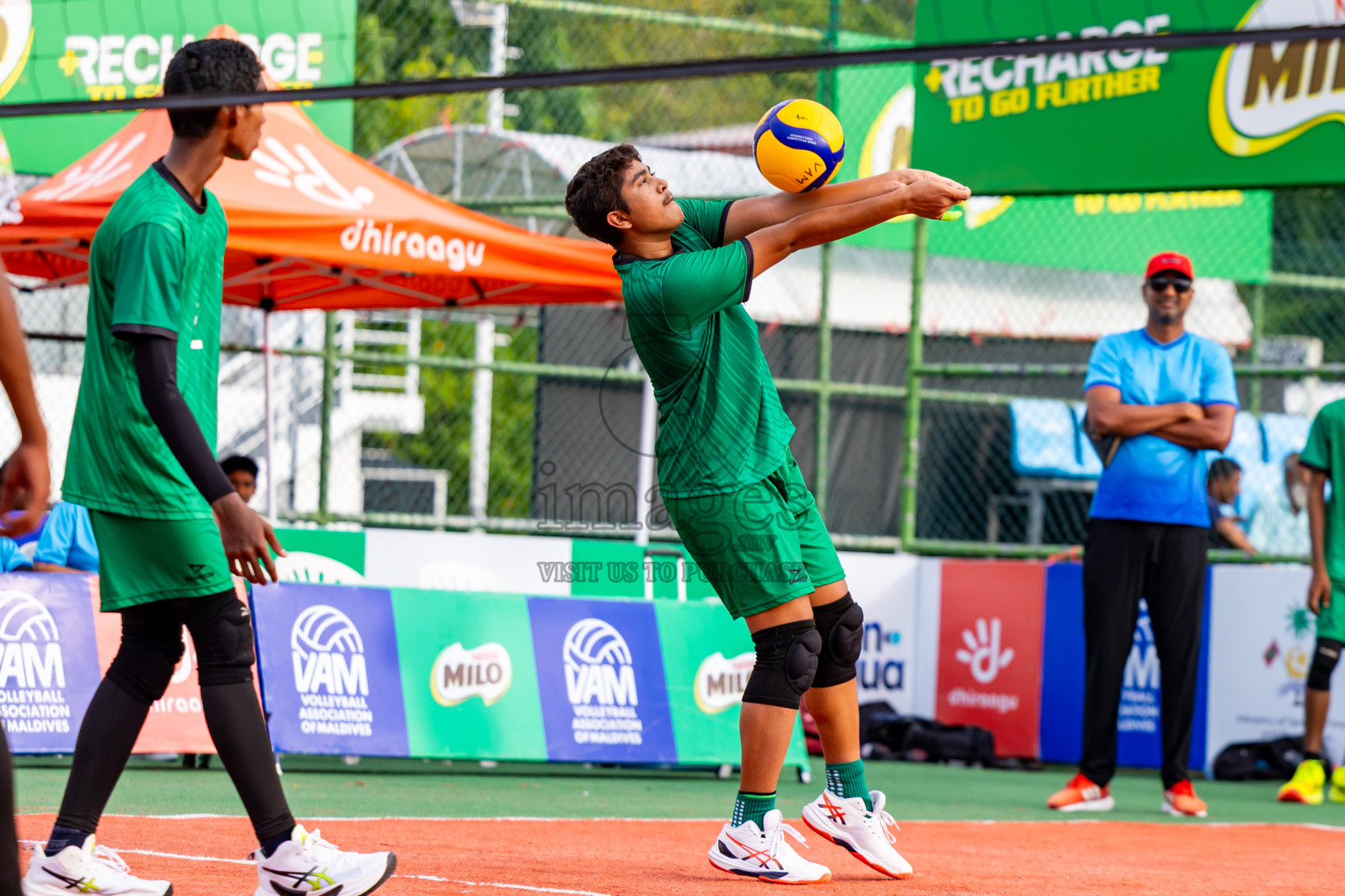 Sports Club Dhirun vs Goodies Sports Club in Milo National Junior Volleyball Championship 2025 Day 3 was held on Monday, 24th November 2025 at Ekuveni Turf Court Male', Maldives. Photos: Nausham Waheed / images.mv