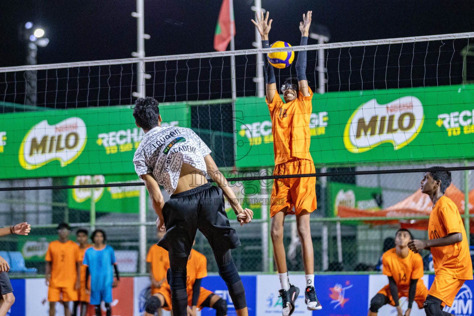 Sports Club Vision vs Sports Club City in Milo National Junior Volleyball Championship 2025 Day 3 was held on Monday, 24th November 2025 at Ekuveni Turf Court Male', Maldives. Photos: Areef Adam / images.mv