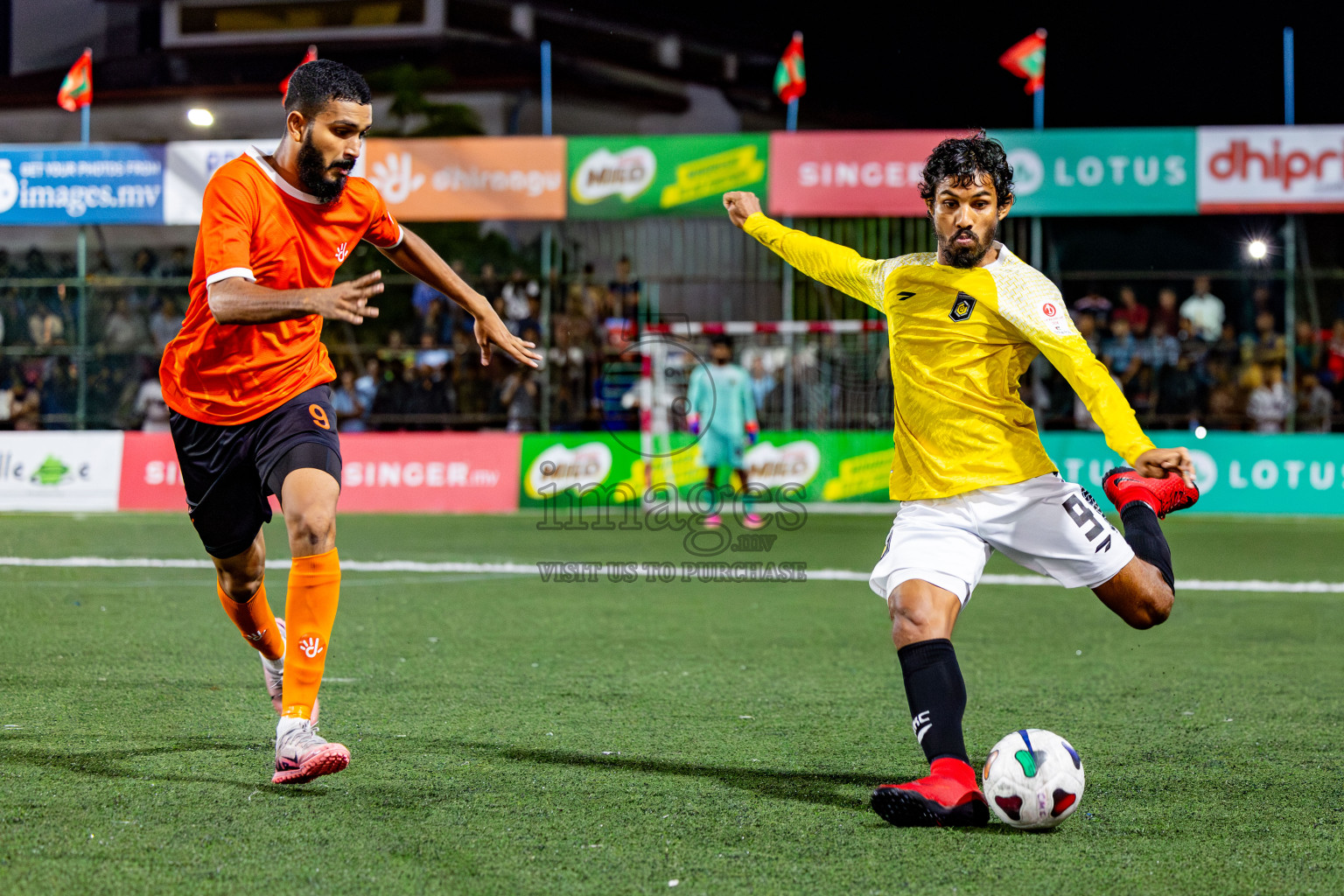 Dhiraagu vs RRC in Quarter Finals of Club Maldives Cup 2024 held in Rehendi Futsal Ground, Hulhumale', Maldives on Friday, 11th October 2024. Photos: Nausham Waheed / images.mv