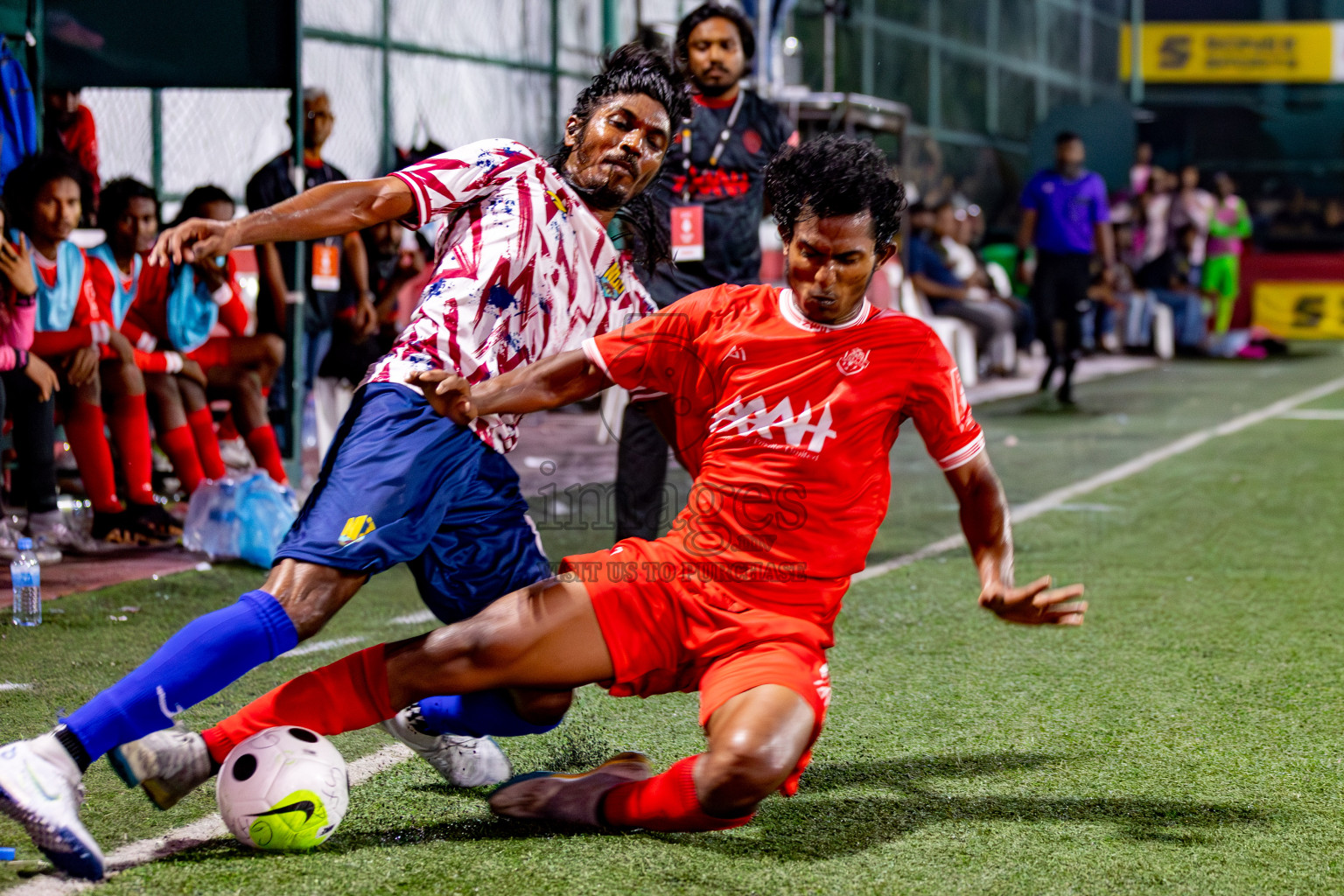 GA. Nilandhoo vs GA. Kondey in Day 19 of Golden Futsal Challenge 2024 was held on Friday, 2nd February 2024 in Hulhumale', Maldives 
Photos: Hassan Simah / images.mv