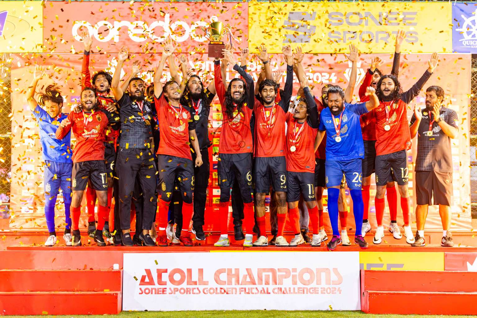 L Gan vs L Isdhoo in Day 28 of Golden Futsal Challenge 2024 was held on Sunday , 11th February 2024 in Hulhumale', Maldives Photos: Nausham Waheed / images.mv