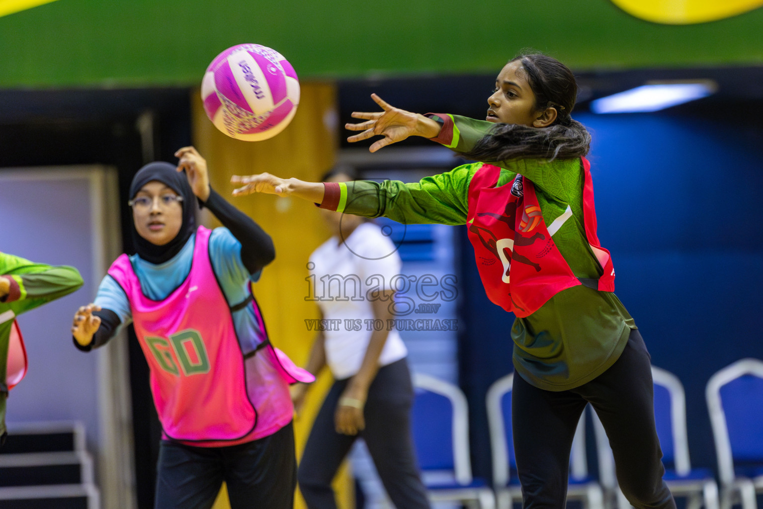 Fionti A Team vs Netkids B in Day 3 of 3rd Netball Junior Championship, held at Social Center on Wednesday 22nd January 2025 . Photos: Shuu Abdul Sattar / images.mv