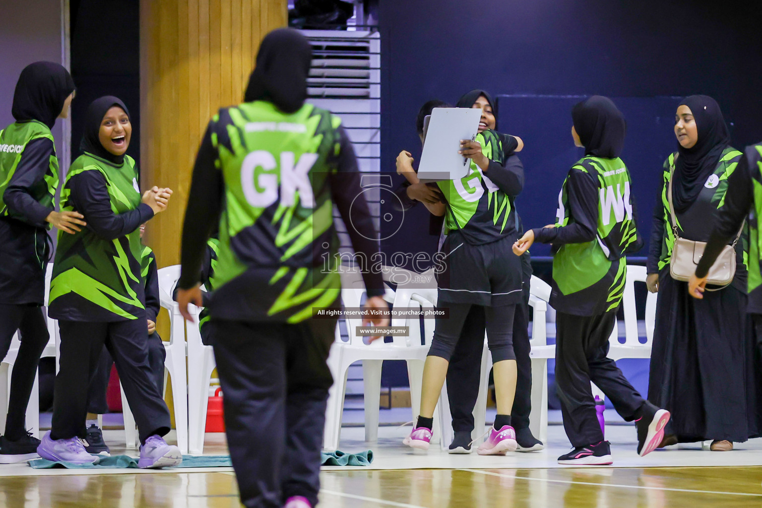 Day 9 of 24th Interschool Netball Tournament 2023 was held in Social Center, Male', Maldives on 4th November 2023. Photos: Hassan Simah / images.mv