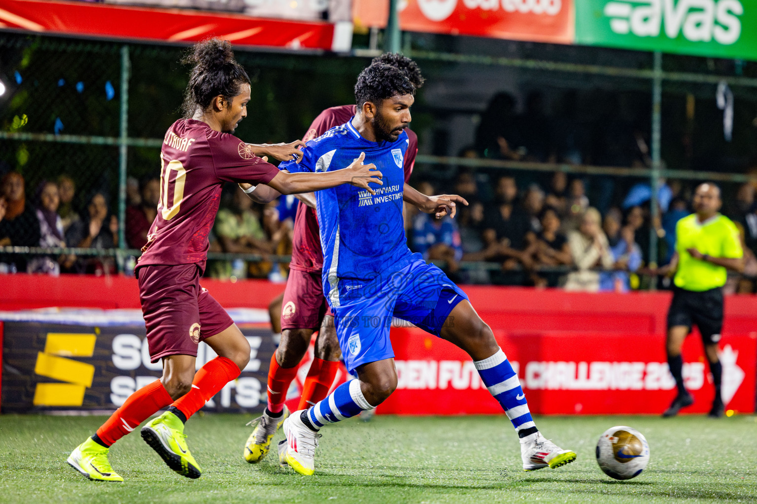 V Keyodhoo vs AA Mathiveri in zone round on Day 32 of Golden Futsal Challenge 2025 was held on Wednesday , 5th February 2025, in Hulhumale', Maldives. Photos: Nausham Waheed / images.mv
