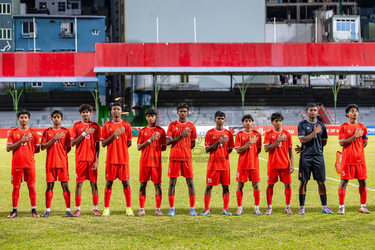 Maldives vs Palestine in an under 17 friendly held in National Football Stadium, Male', Maldives on Thursday, 13 November 2025. 
Photos: Mohamed Mahfooz Moosa / Images.mv