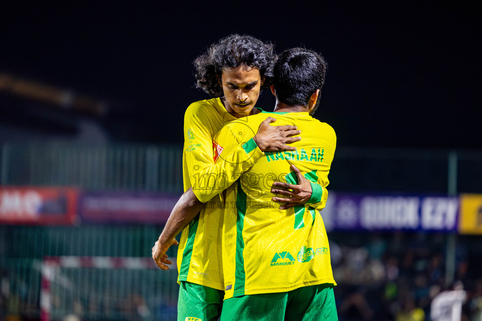 Gdh Vaadhoo vs GA Dhevvadhoo in zone round on Day 32 of Golden Futsal Challenge 2025 was held on Wednesday , 5th February 2025, in Hulhumale', Maldives. Photos: Nausham Waheed / images.mv