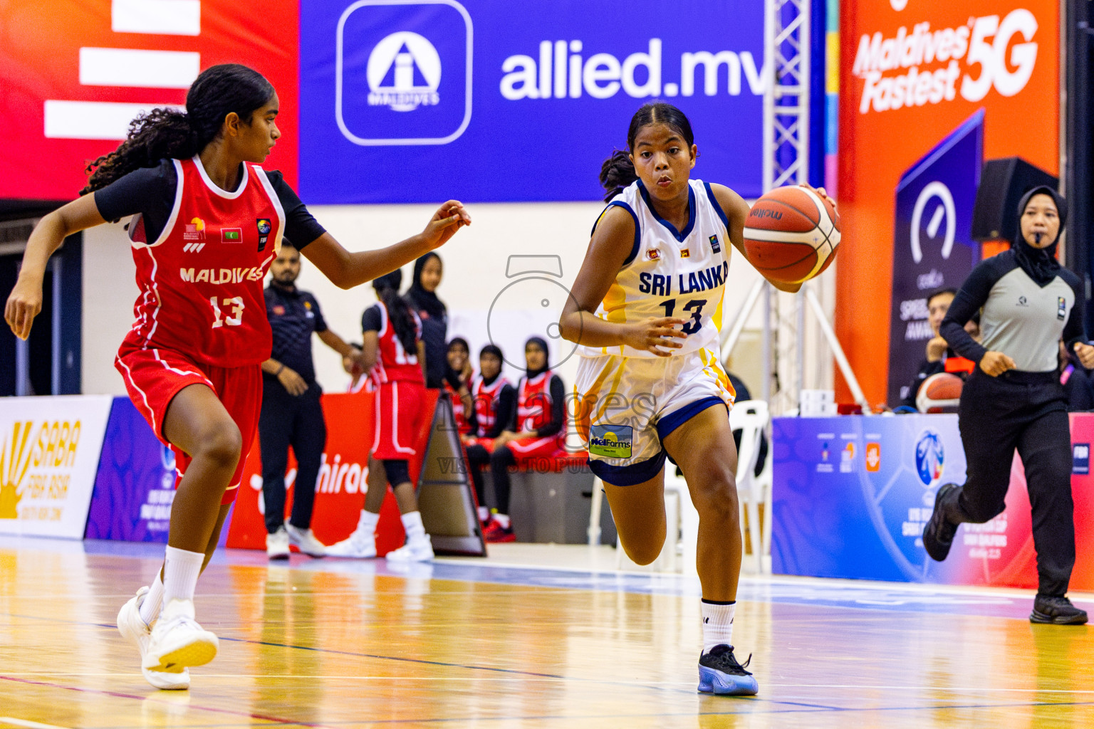 Maldives vs SriLanka in Day 2 of Under 16 Woman's Asian Cup SABA Qualifiers 2025 was held in Social Center, Male', Maldives on Friday, 13th June 2025. Photos: Nausham Waheed / images.mv