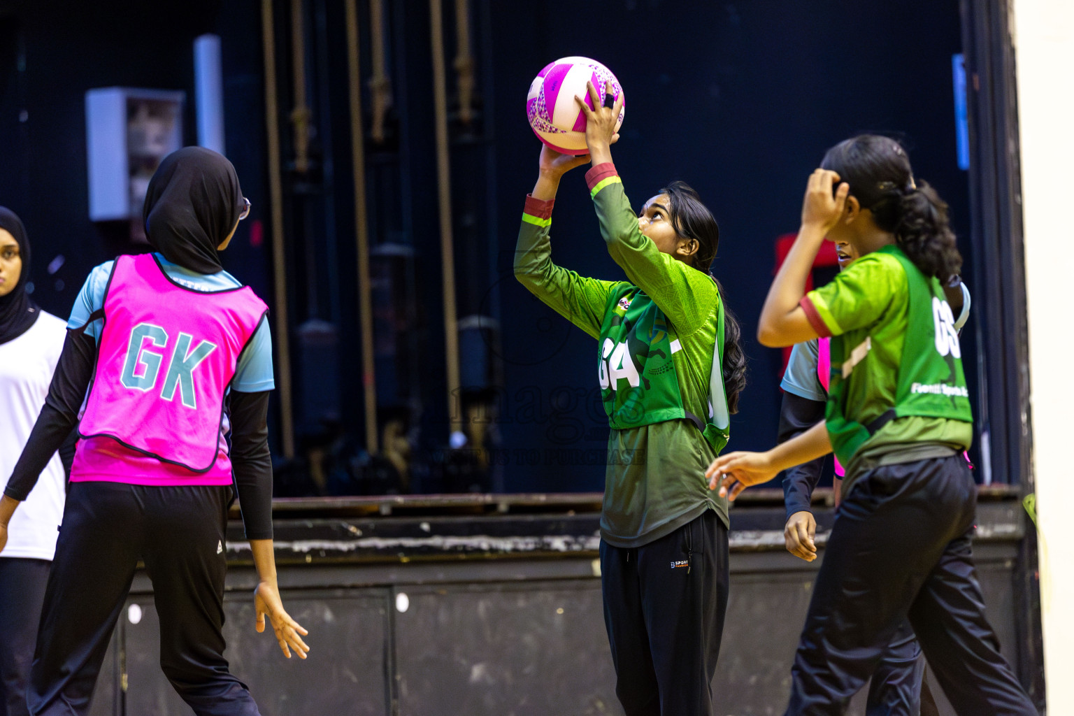 Young Netters B vs Fionti SC in Day 5 of 3rd Netball Junior Championship, held at Social Center on Thursday 23rd January 2025 . Photos: Shuu Abdul Sattar / images.mv