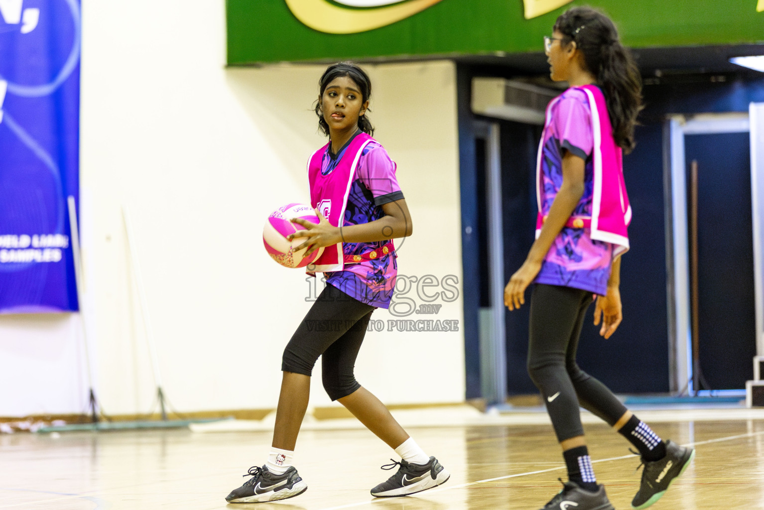 N Sports Academy vs FIONTI Sports Academy in Day 5 of 3rd Netball Junior Championship, held at Social Center on Thursday 23rd January 2025 . Photos: Shuu Abdul Sattar / images.mv