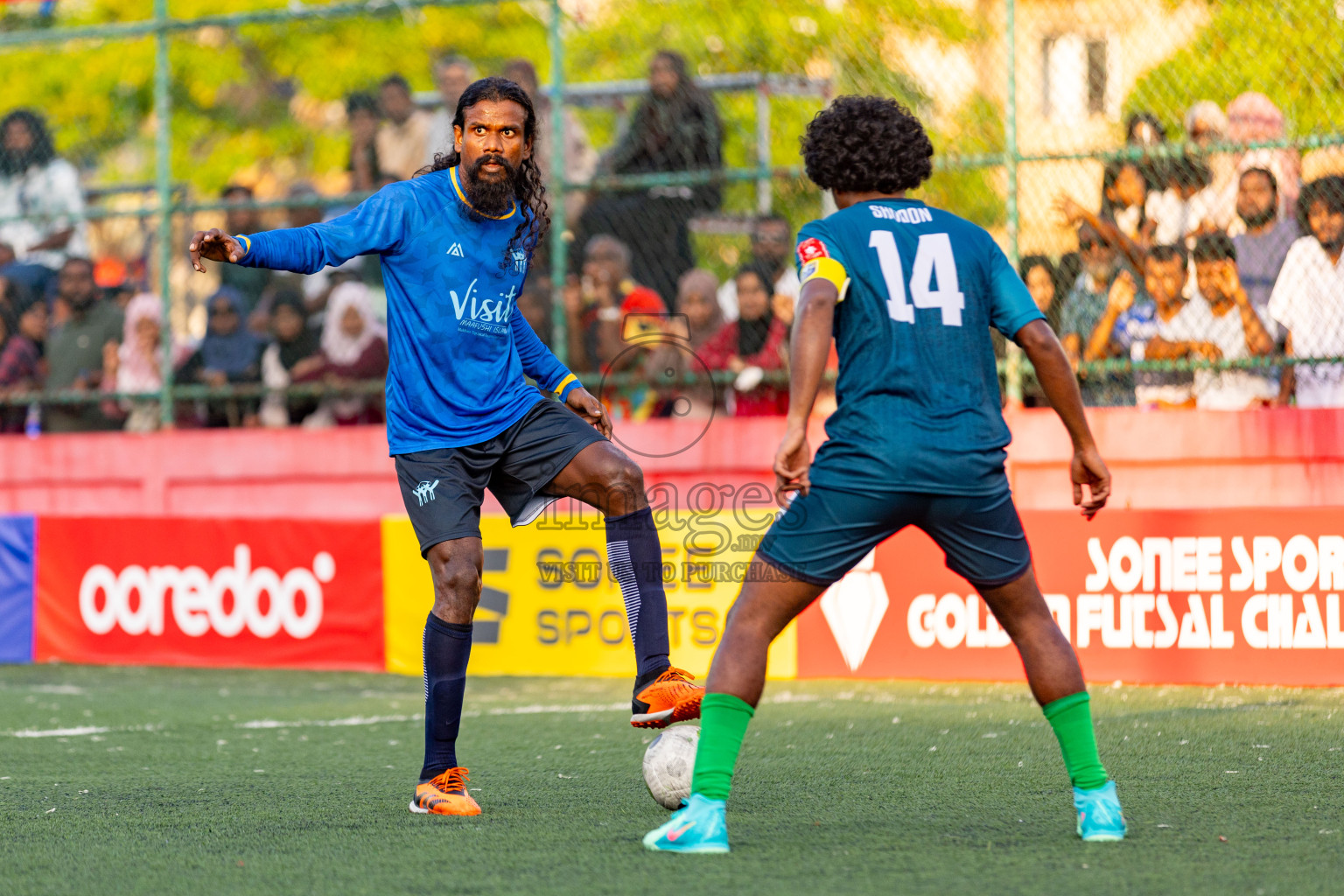 K. Maafushi vs K. Guraidhoo in Day 19 of Golden Futsal Challenge 2024 was held on Friday, 2nd February 2024 in Hulhumale', Maldives 
Photos: Hassan Simah / images.mv