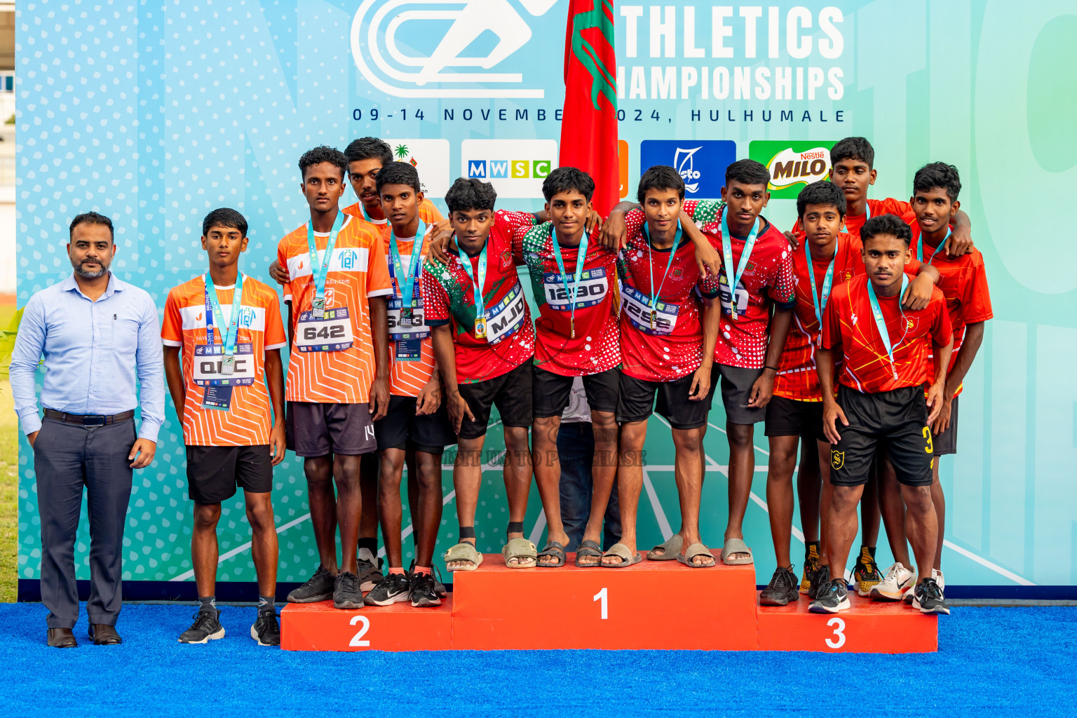 Day 6 of MWSC Interschool Athletics Championships 2024 held in Hulhumale Running Track, Hulhumale, Maldives on Thursday, 14th November 2024. Photos by: Nausham Waheed / Images.mv