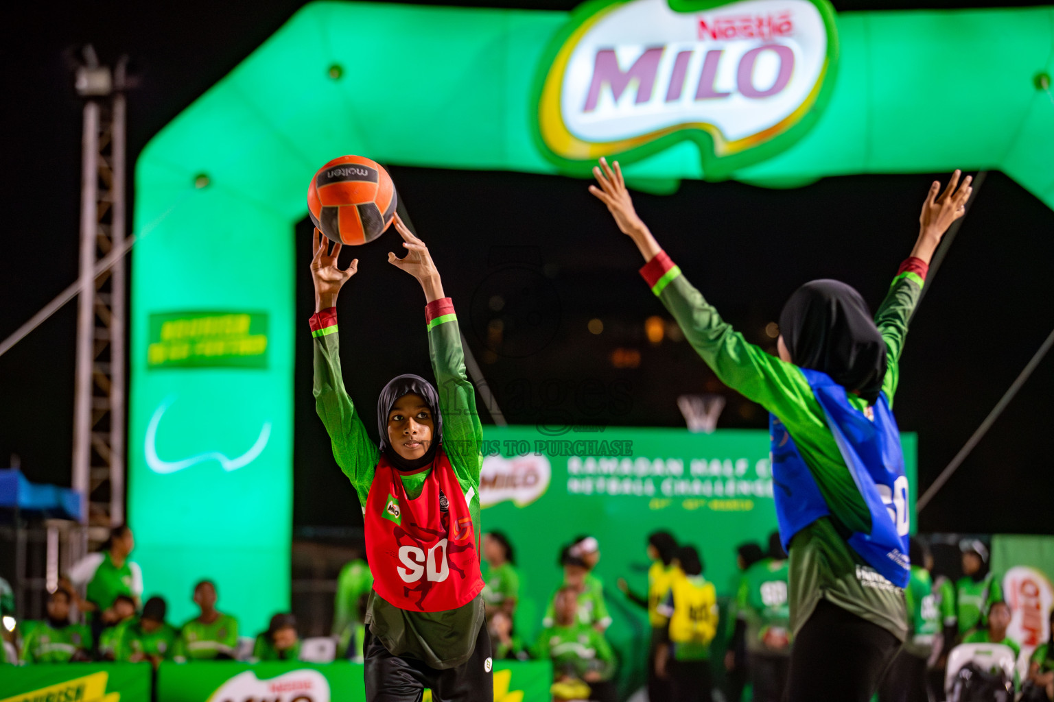 Day 4 of Milo Ramadan Half Court Netball Challenge on 24th March 2024, held in Central Park, Hulhumale, Male', Maldives