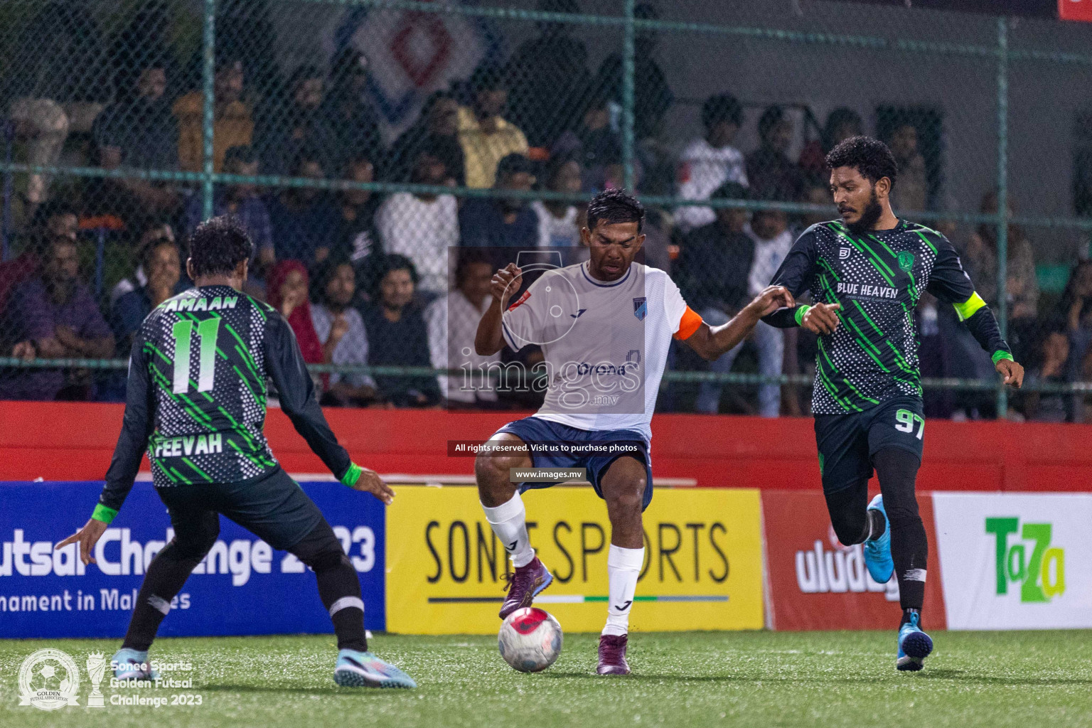 Sh. Feevah vs Sh. Lhaimagu in Day 4 of Golden Futsal Challenge 2023 on 08 February 2023 in Hulhumale, Male, Maldives