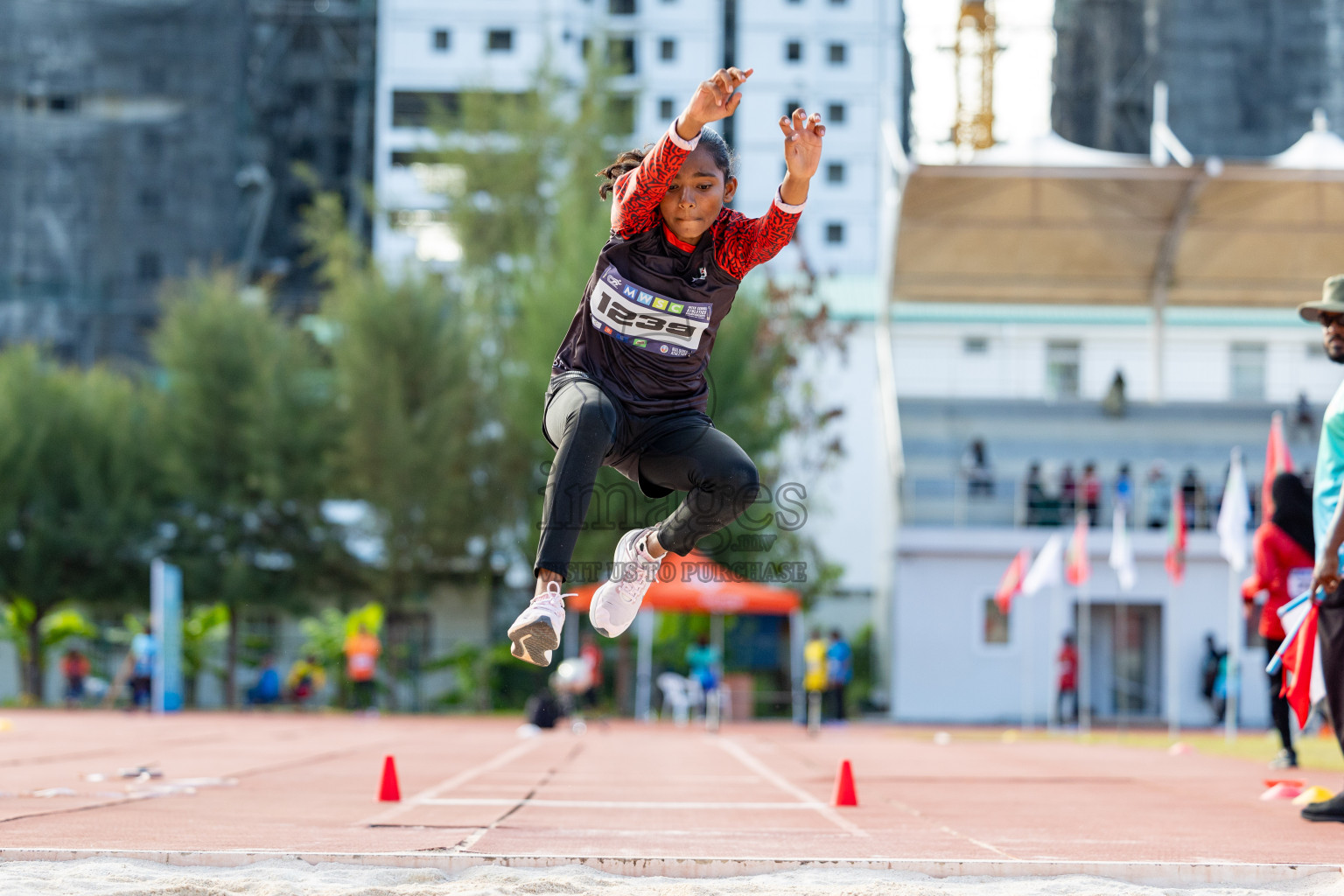 Day 2 of MWSC Interschool Athletics Championships 2024 held in Hulhumale Running Track, Hulhumale, Maldives on Sunday, 10th November 2024. 
Photos by: Hassan Simah / Images.mv