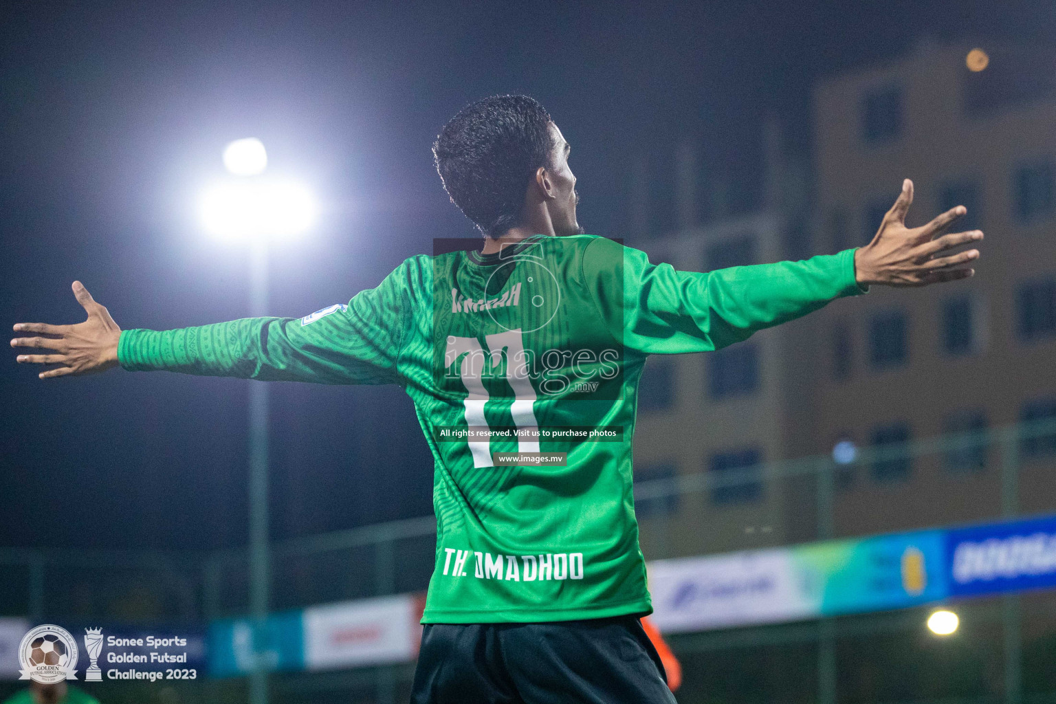 Th. Hirilandhoo vs Th. Omadhoo in Day 4 of Golden Futsal Challenge 2023 on 08 February 2023 in Hulhumale, Male, Maldives