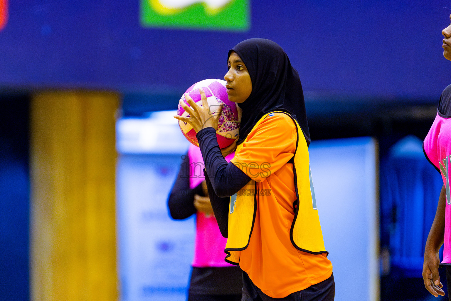 Invicto Sports Club vs United Unity Sports Club in Day 9 of National Netball Tournament 2025 held in Social Center at Male', Maldives on Monday, 26th May 2025. Photos: Nausham Waheed / images.mv