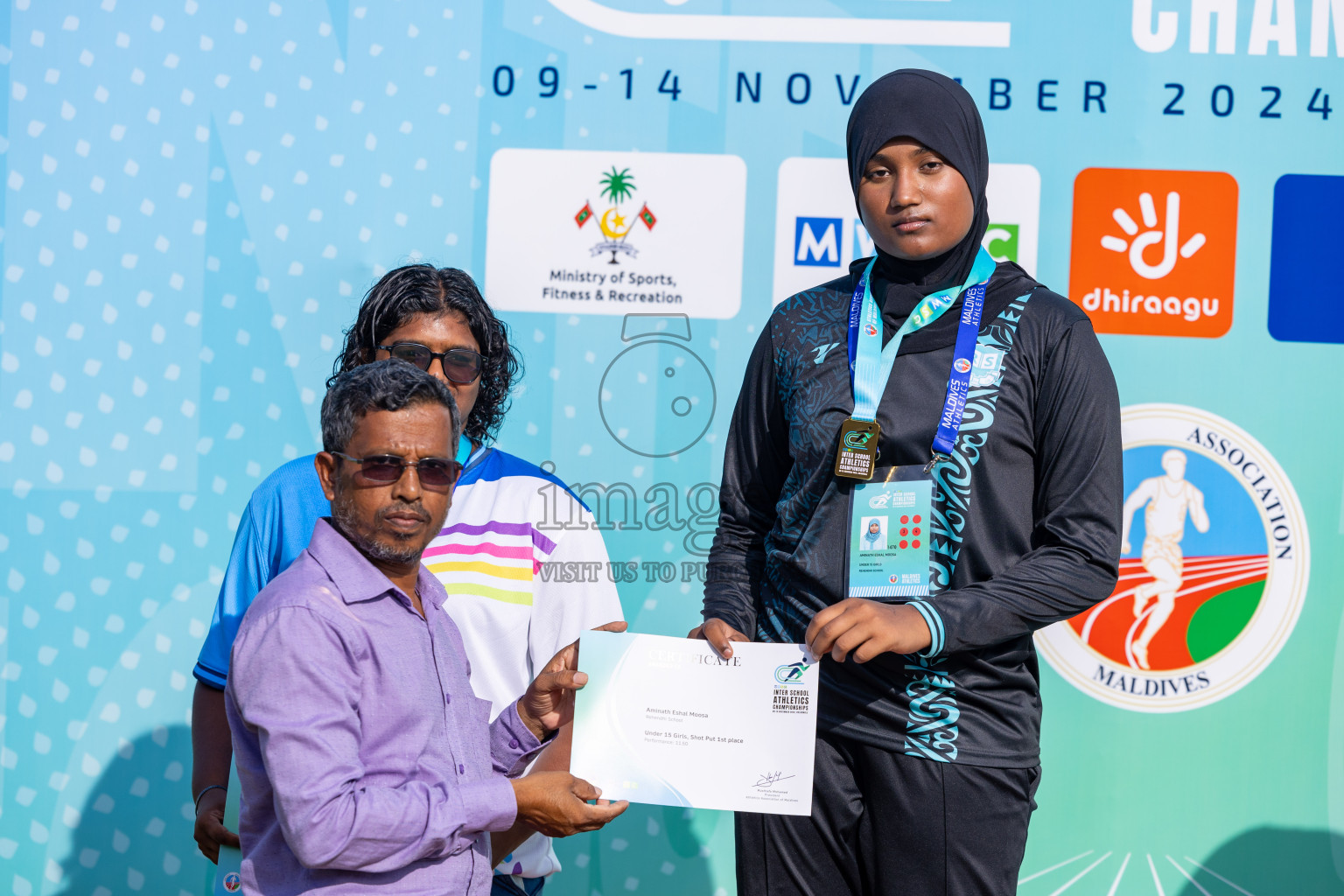 Day 4 of MWSC Interschool Athletics Championships 2024 held in Hulhumale Running Track, Hulhumale, Maldives on Tuesday, 12th November 2024. Photos by: Ismail Thoriq / Images.mv