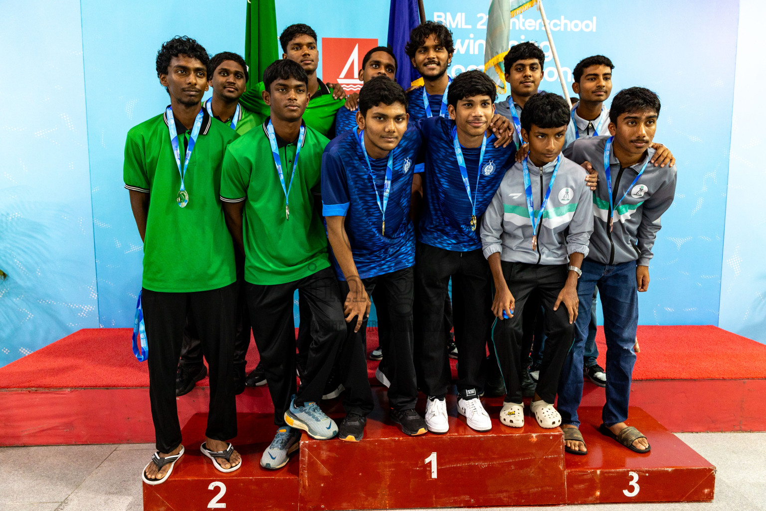 Closing Ceremony of BML 21st Interschool Swimming Competition 2025 .was held in Hulhumale' Swimming Pool, Hulhumale', Maldives on Saturday, 18th October 2025. 
Photos: Hassan Simah / images.mv
