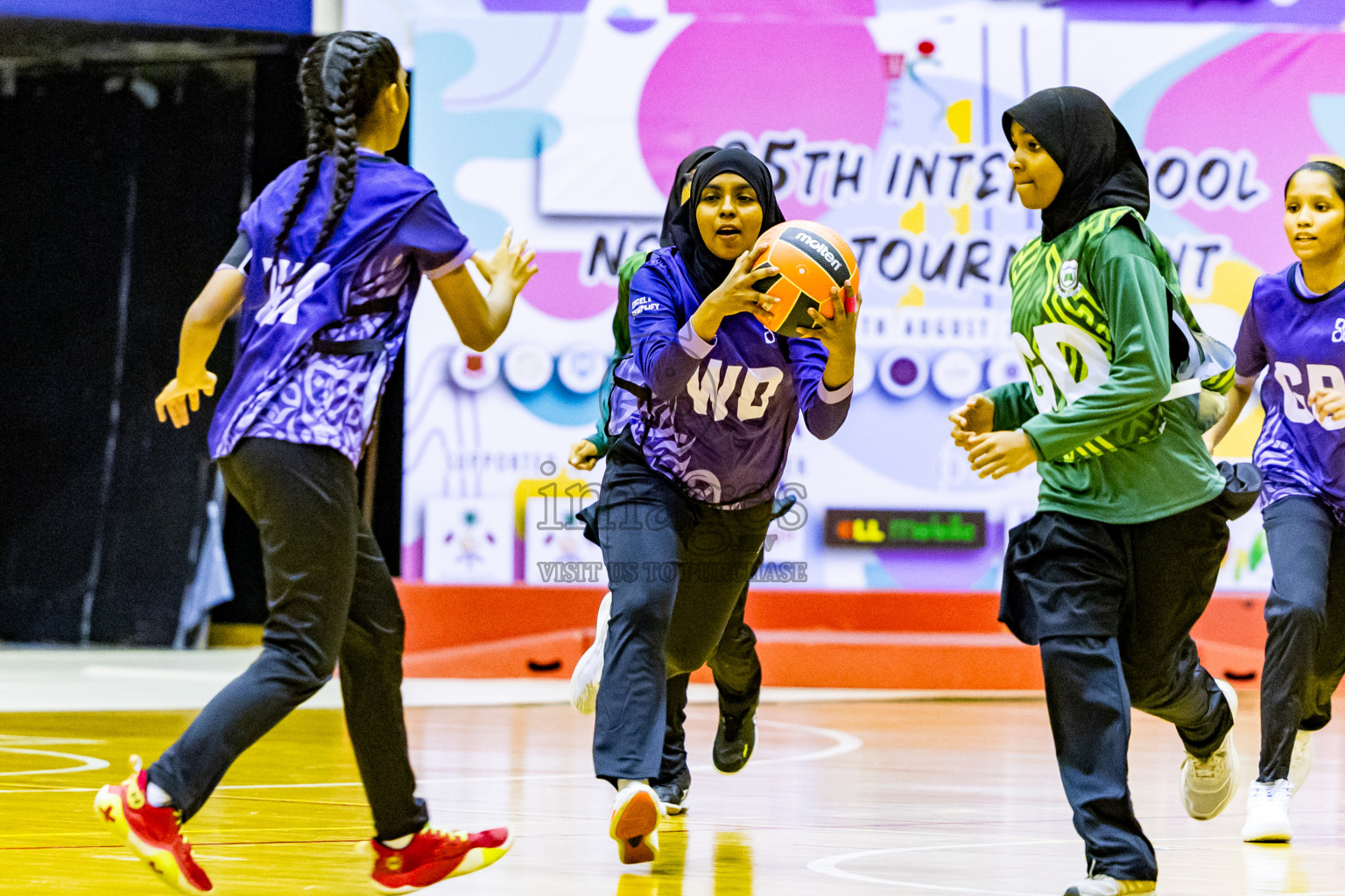 Day 3 of 25th Inter-School Netball Tournament was held in Social Center at Male', Maldives on Sunday, 11th August 2024. Photos: Nausham Waheed / images.mv