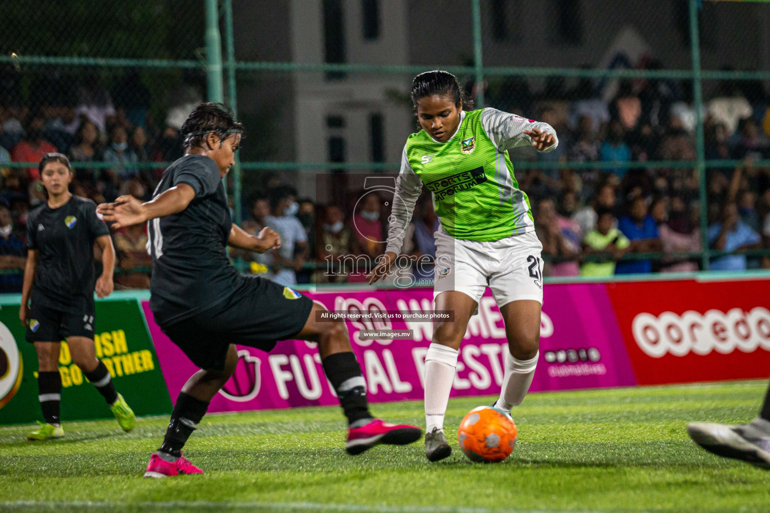 Club WAMCO vs DSC in the Semi Finals of 18/30 Women's Futsal Fiesta 2021 held in Hulhumale, Maldives on 14th December 2021. Photos: Shu Abdul Sattar / images.mv