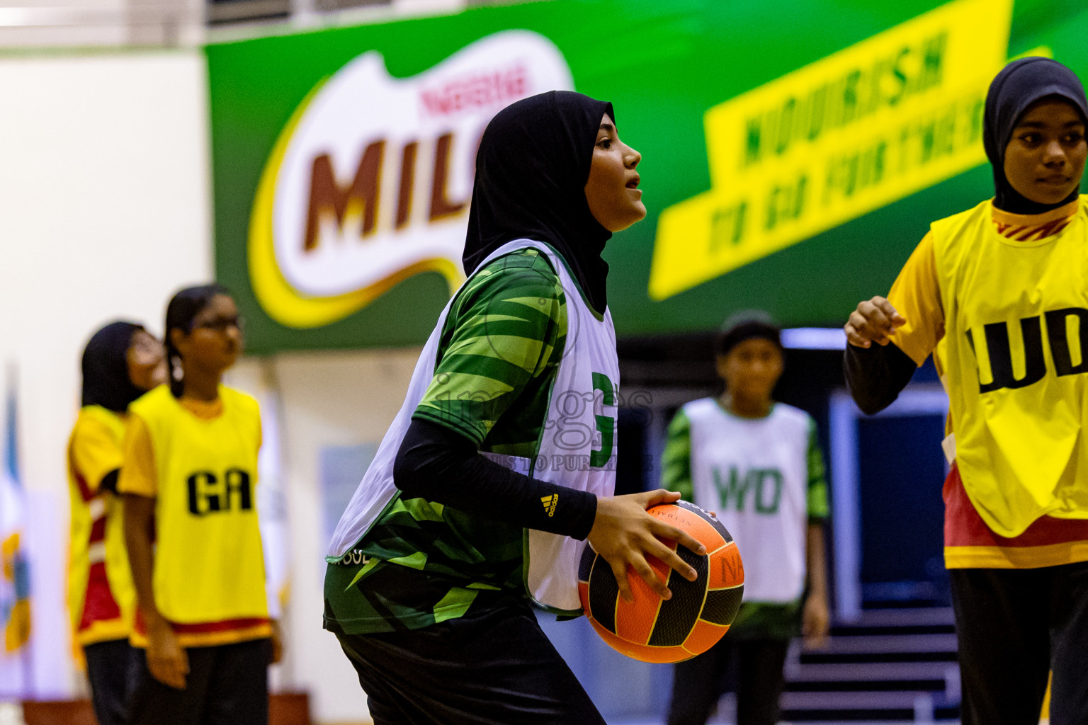 Day 8 of 25th Inter-School Netball Tournament was held in Social Center at Male', Maldives on Sunday, 18th August 2024. Photos: Nausham Waheed / images.mv