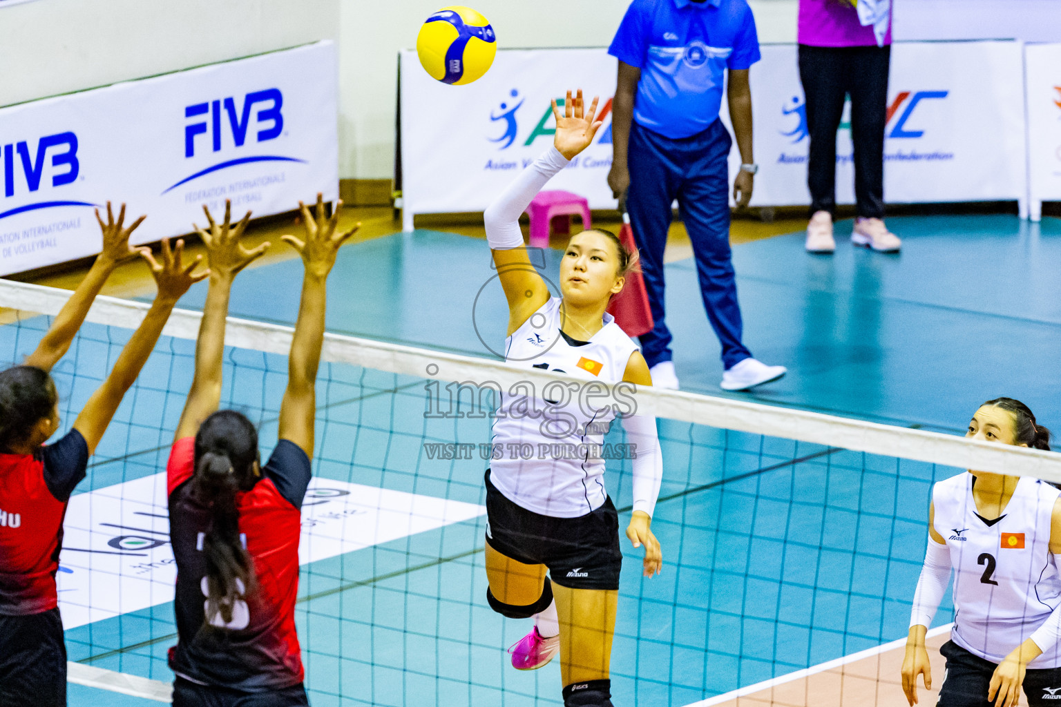 Kyrgyzstan vs Sri Lanka in Day 3 of CAVA U20 Woman's Volleyball Championship 2024 was held in Social Center, Male', Maldives on 20th July 2024. Photos: Nausham Waheed / images.mv