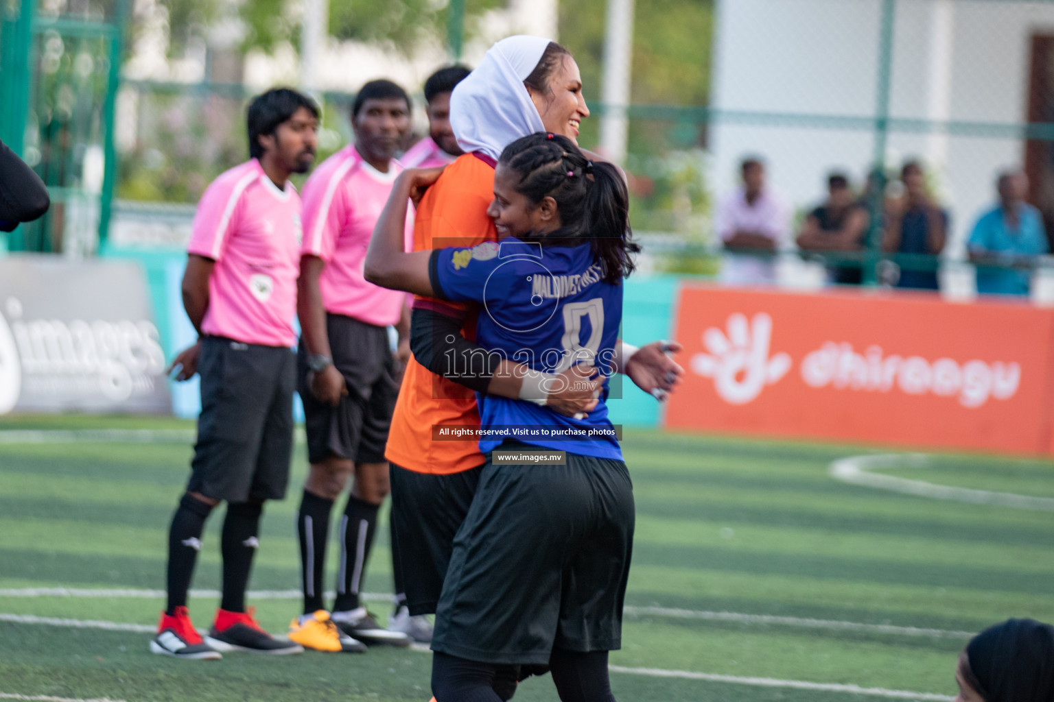 Maldives Ports Limited vs Dhivehi Sifainge Club in the semi finals of 18/30 Women's Futsal Fiesta 2019 on 27th April 2019, held in Hulhumale Photos: Hassan Simah / images.mv