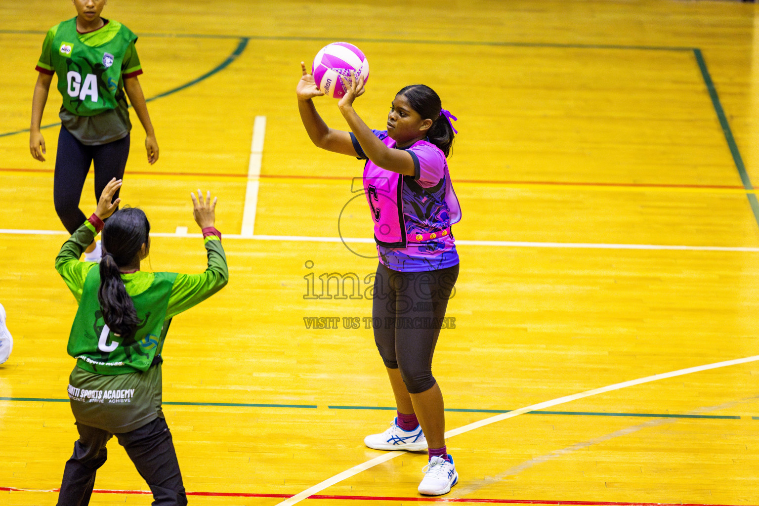 N Sports Acamdemy A vs Fiontti Sports Club in Day 3 of 3rd Netball Junior Championship, held at Social Center on Tuesday, 21st January 2025 . Photos: Nausham Waheed / images.mv