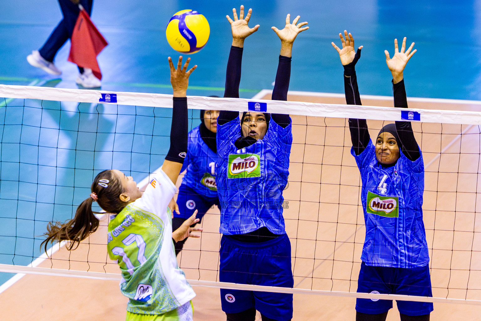 Club WAMCO vs Police Club in Semi Finals of Women's Division of VAM Cup 2025 held in Male', Maldives on Tuesday, 15th April 2025 at Social Center Indoor Hall Photos By: Nausham Waheed / images.mv