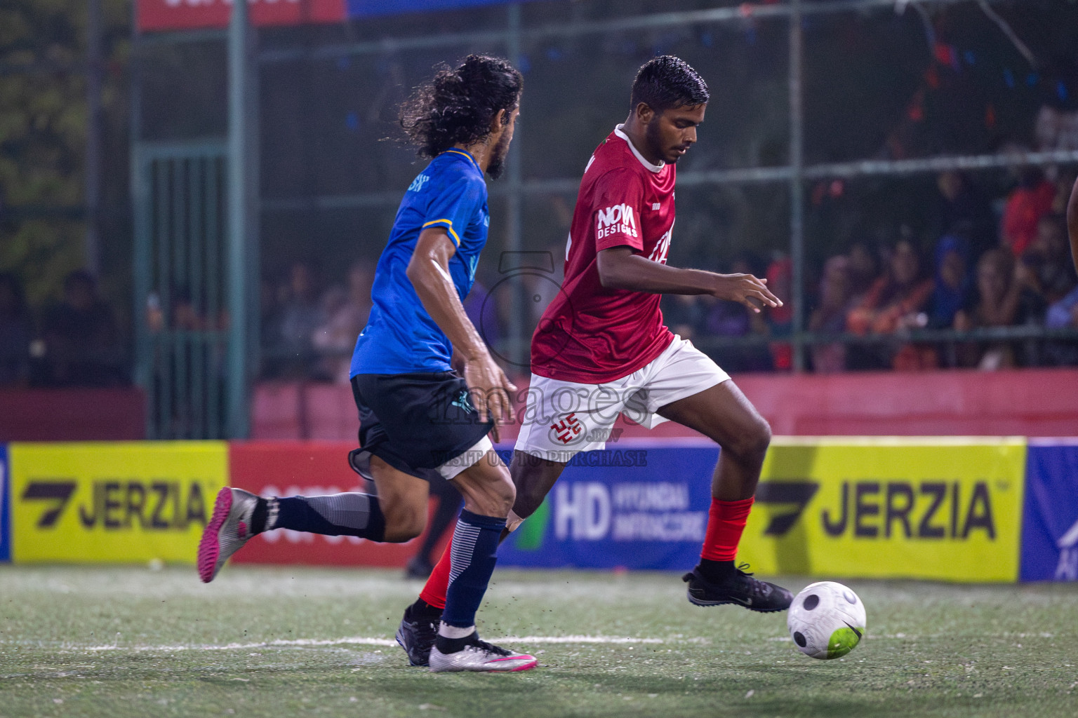 K. Maafushi vs K. Kaashidhoo in Day 28 of Golden Futsal Challenge 2024 was held on Sunday , 11th February 2024 in Hulhumale', Maldives Photos: Mohamed Mahfooz Moosa / images.mv