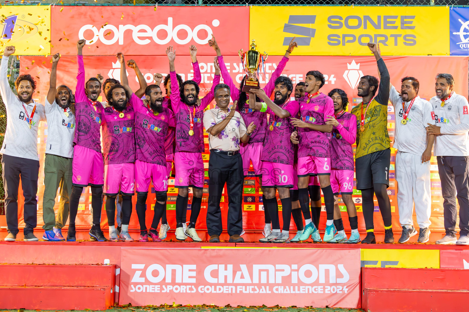 Maafannu vs Villimale in Zone 8 Final on Day 38 of Golden Futsal Challenge 2024 which was held on Friday, 23rd February 2024, in Hulhumale', Maldives Photos: Ismail Thoriq / images.mv
