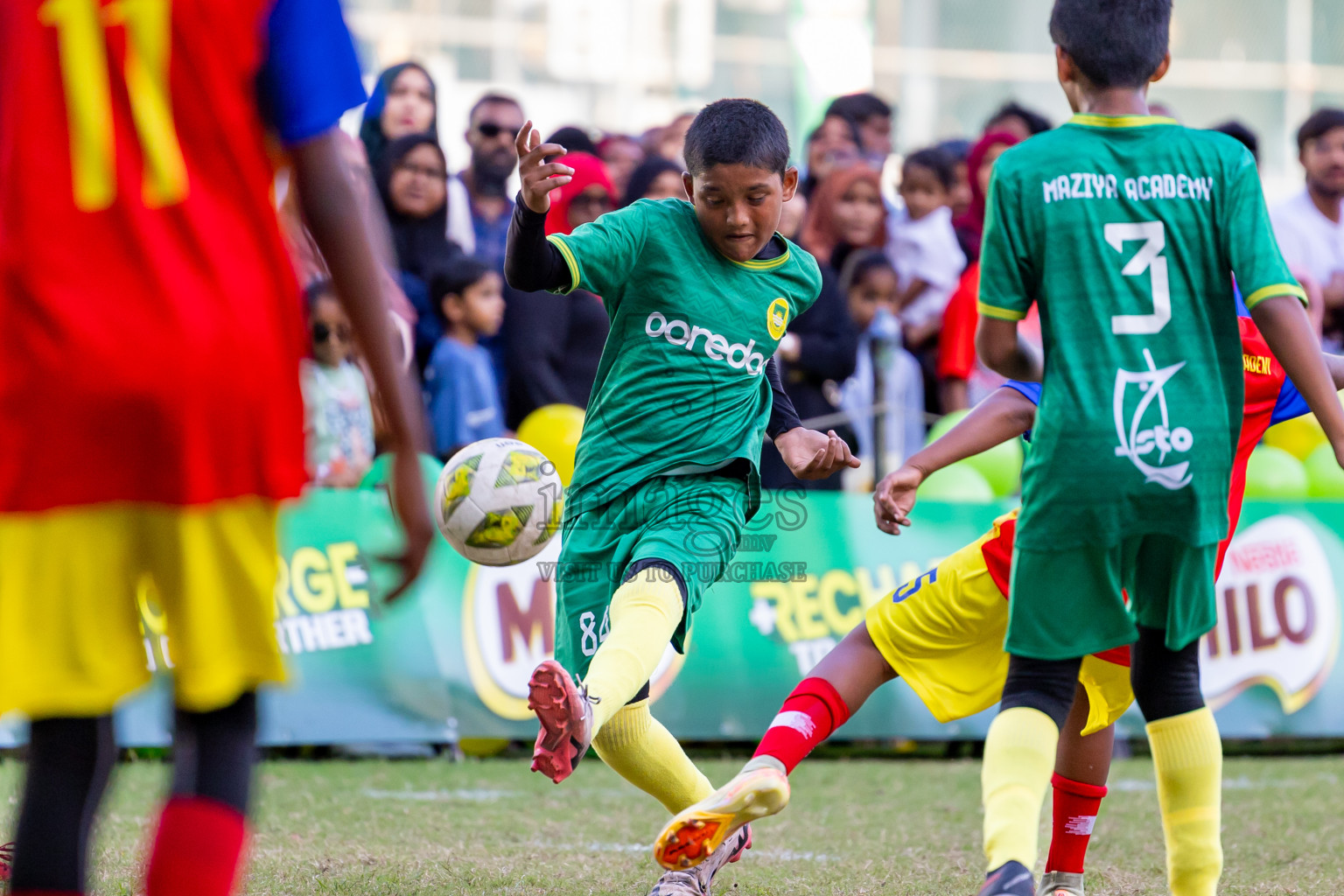 Day 3 of MILO Academy Championship 2025 (U-12) was held at Henveiru Stadium in Male', Maldives on Saturday, 3rd May 2025. Photos: Nausham Waheed / images.mv