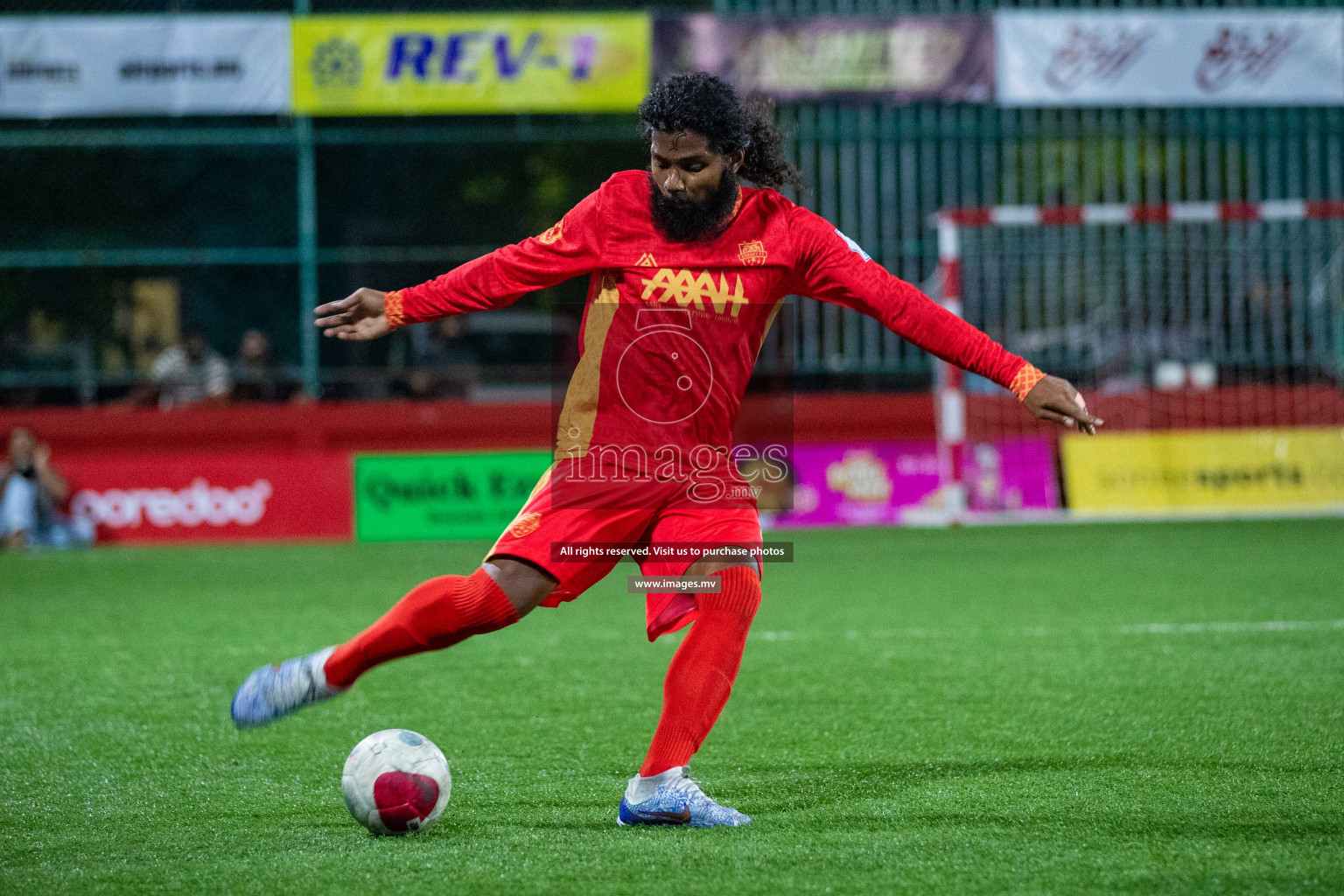 GA. Kondey vs GA. Dhaandhoo in Day 7 of Golden Futsal Challenge 2023 on 11 February 2023 in Hulhumale, Male, Maldives