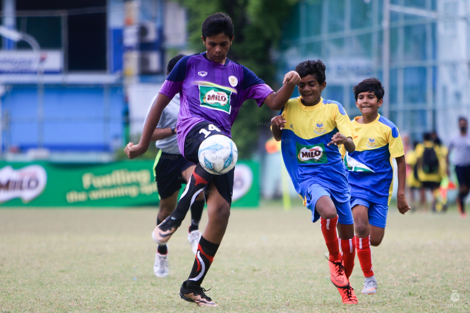 Billabong vs Ghiyaasuddeen in Interschool Football Under 14 tournament in Male', Maldives, Thursday, March. 03, 2016. (Images.mv Photo/Abdulla Abeedh).
